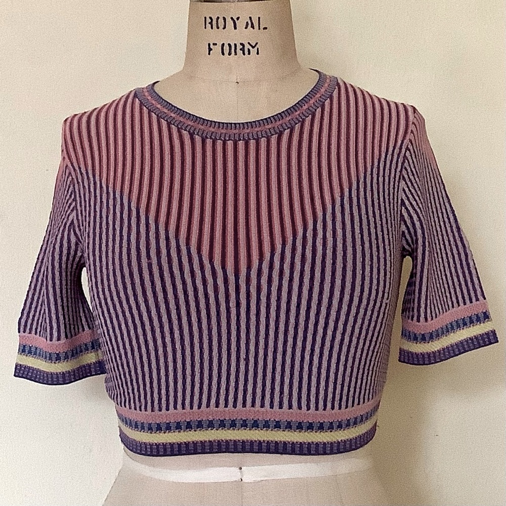 BCBG MAXAZRIA Kayla Crop Knit Top SMALL